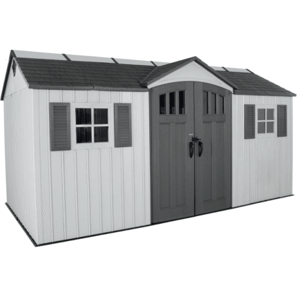 Lifetime 15 ft. x 8 ft. Dual Entry Outdoor Storage Shed Gray